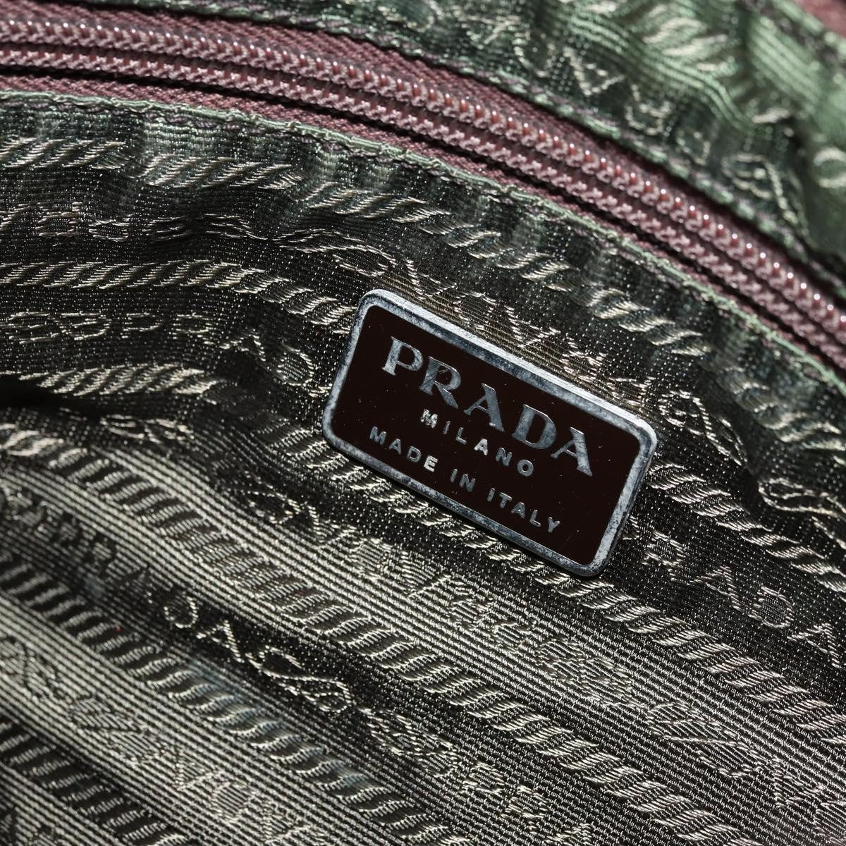 Prada PRADA Shoulder Bag Nylon Khaki Silver Authentic bs34740