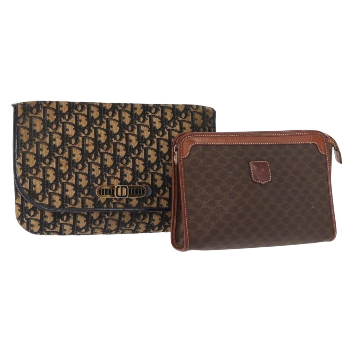 Dior Christian Dior Celine Macadam Canvas Bag PVC Leather 2 Set Brown Navy Authentic 1...