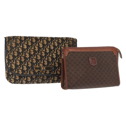 Dior Christian Dior Celine Macadam Canvas Bag PVC Leather 2 Set Brown Navy Authentic 1...