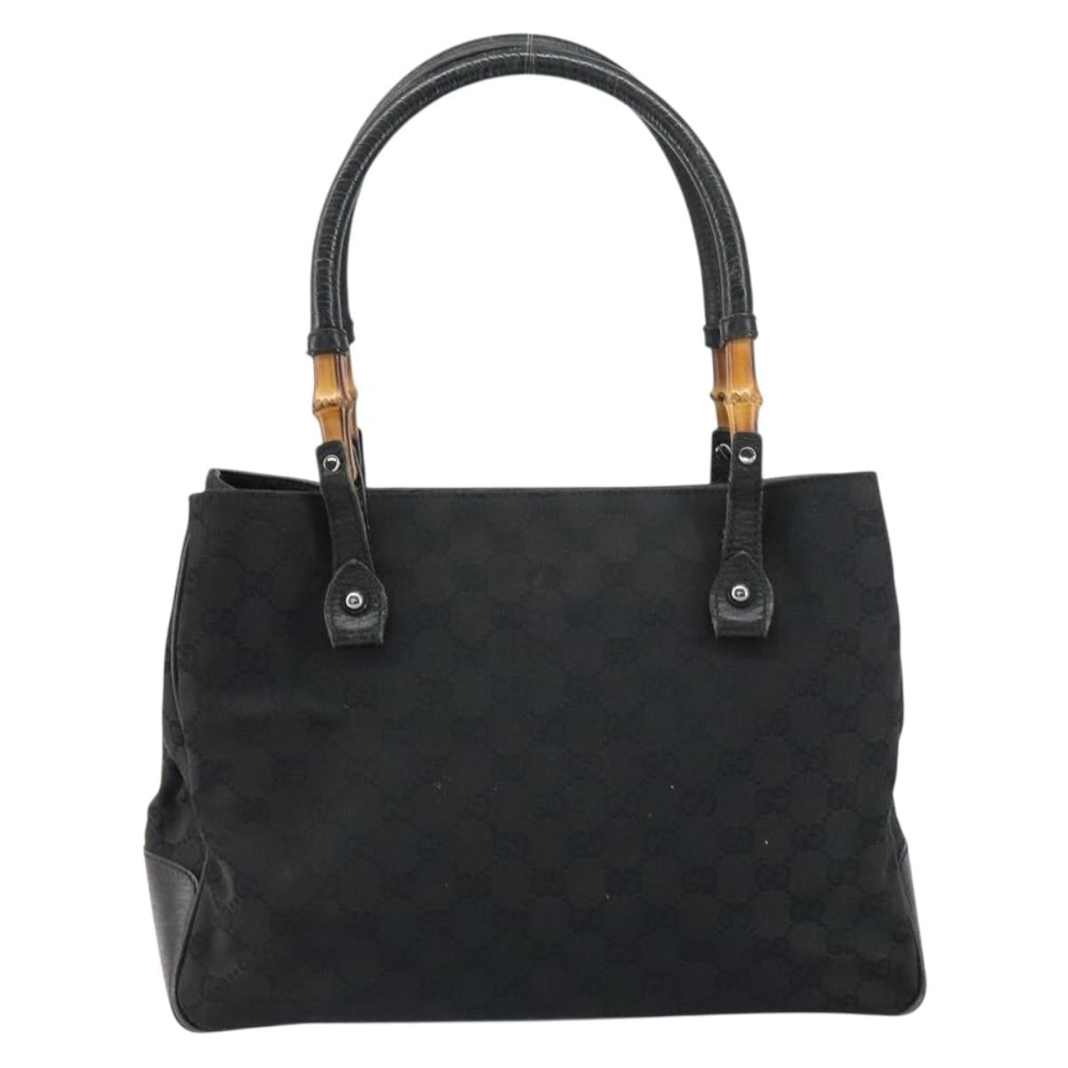 Gucci GUCCI GG Canvas Bamboo Tote Bag Black 112526 Authentic 158362
