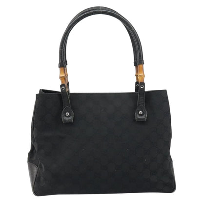 Gucci GUCCI GG Canvas Bamboo Tote Bag Black 112526 Authentic 158362
