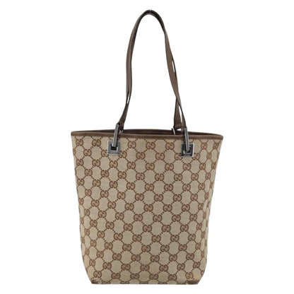 Gucci GUCCI GG Canvas Tote Bag Beige Silver 31244 Authentic LNZ092