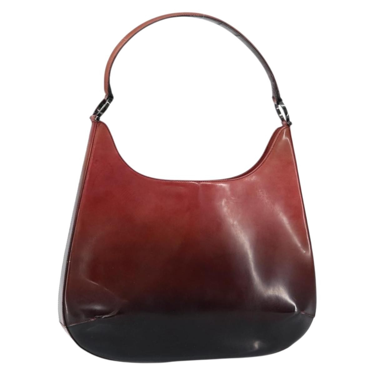 Salvatore Ferragamo Salvatore Ferragamo Gancini Shoulder Bag Patent leather Red Silver Authentic 160692