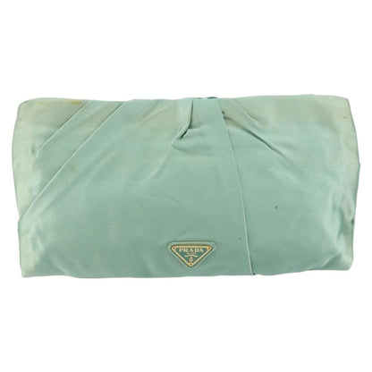 Prada PRADA Clutch Bag Satin Green Gold Authentic 145020