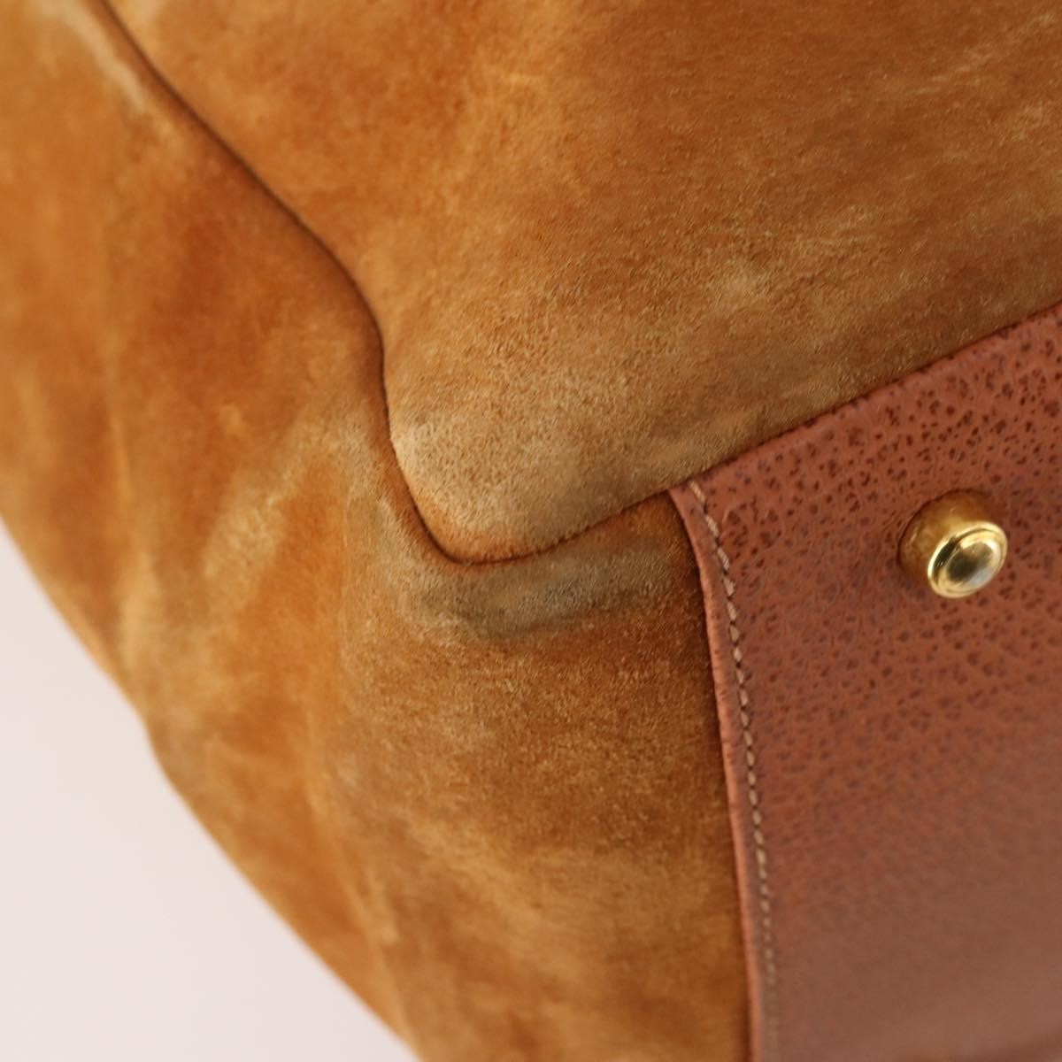 Gucci GUCCI Tote Bag Suede Brown Gold 002 58 0233 Authentic YKZ146