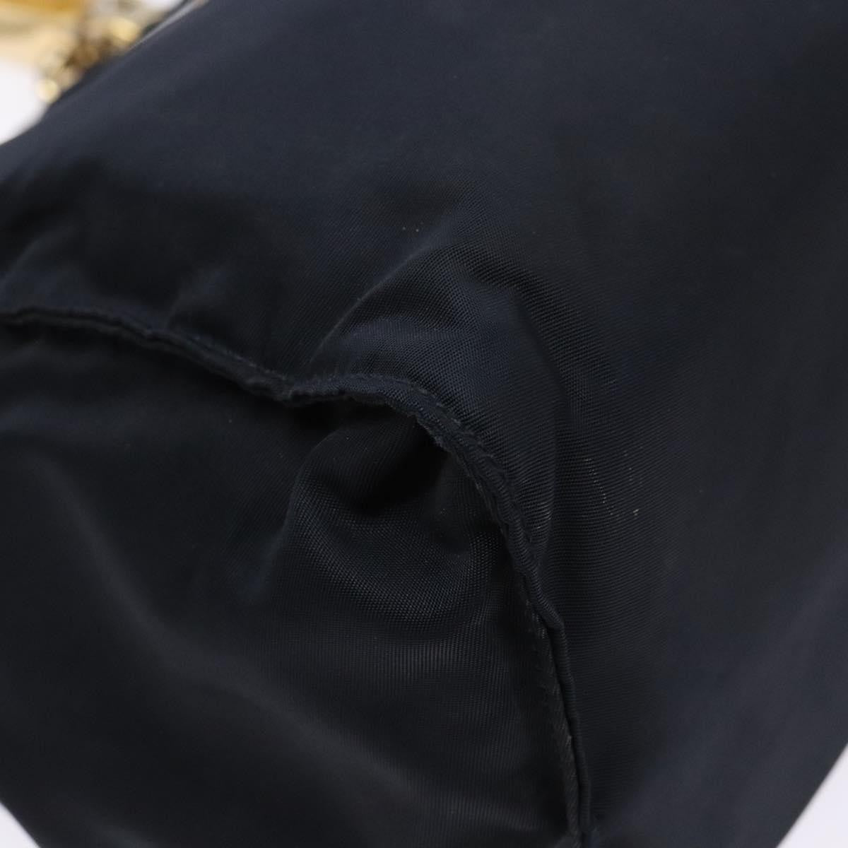 Prada PRADA Hand Bag Nylon Navy Gold Authentic 141629