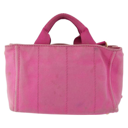 Prada PRADA Canapa PM Hand Bag Canvas 2way Pink Gold Authentic 162515