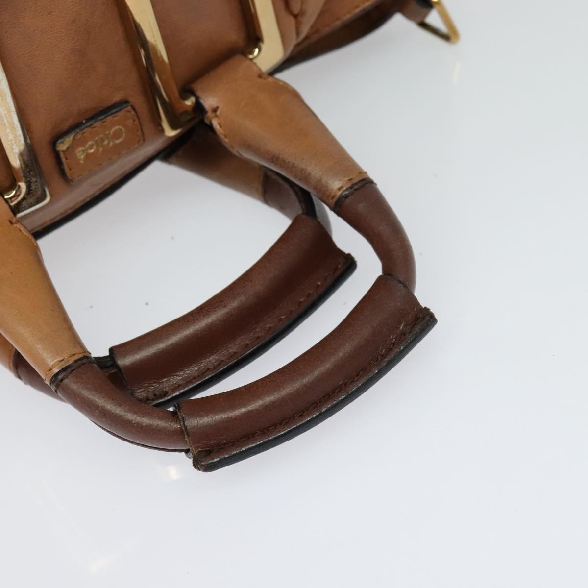 Chloé Chloé Chloe Hand Bag Leather 2way Brown Gold Authentic BA590