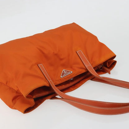 Prada PRADA Tote Bag Nylon Orange Silver Authentic 175378