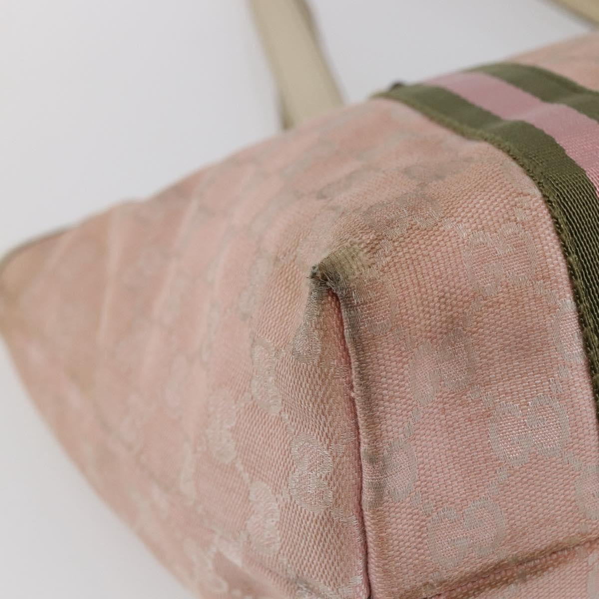 Gucci GUCCI GG Canvas Sherry Line Tote Bag Pink Gold 137396 Authentic 144533