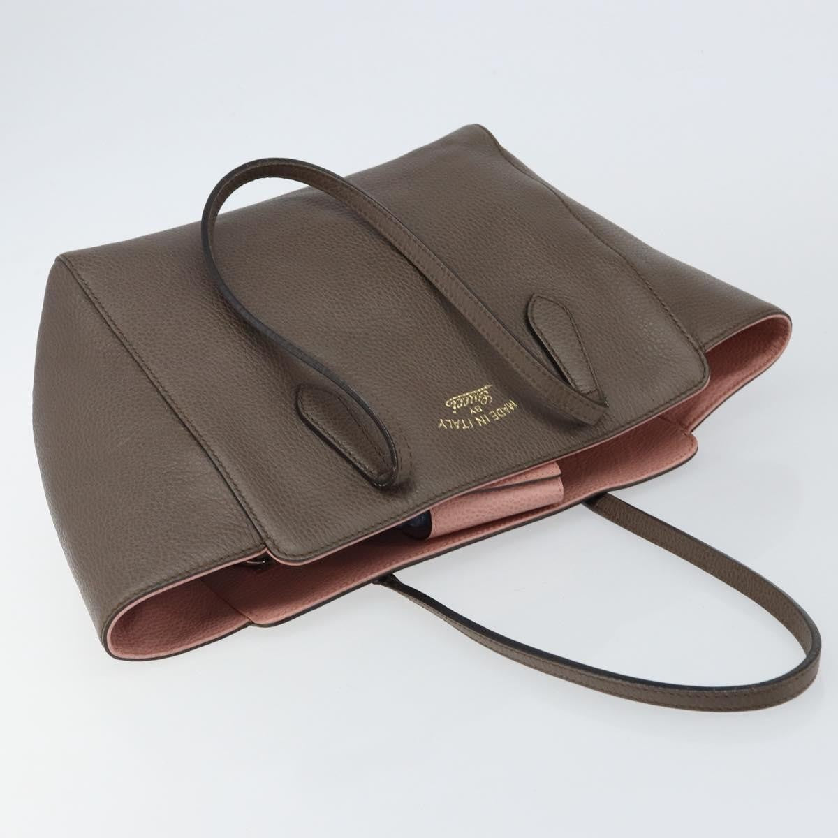 Gucci GUCCI Tote Bag Leather Gold Gray 354408 Authentic hk2995