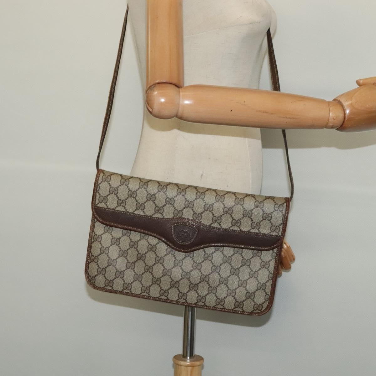 Gucci GUCCI GG Supreme Shoulder Bag PVC Beige Gold 004 904 0671 Authentic ep10822