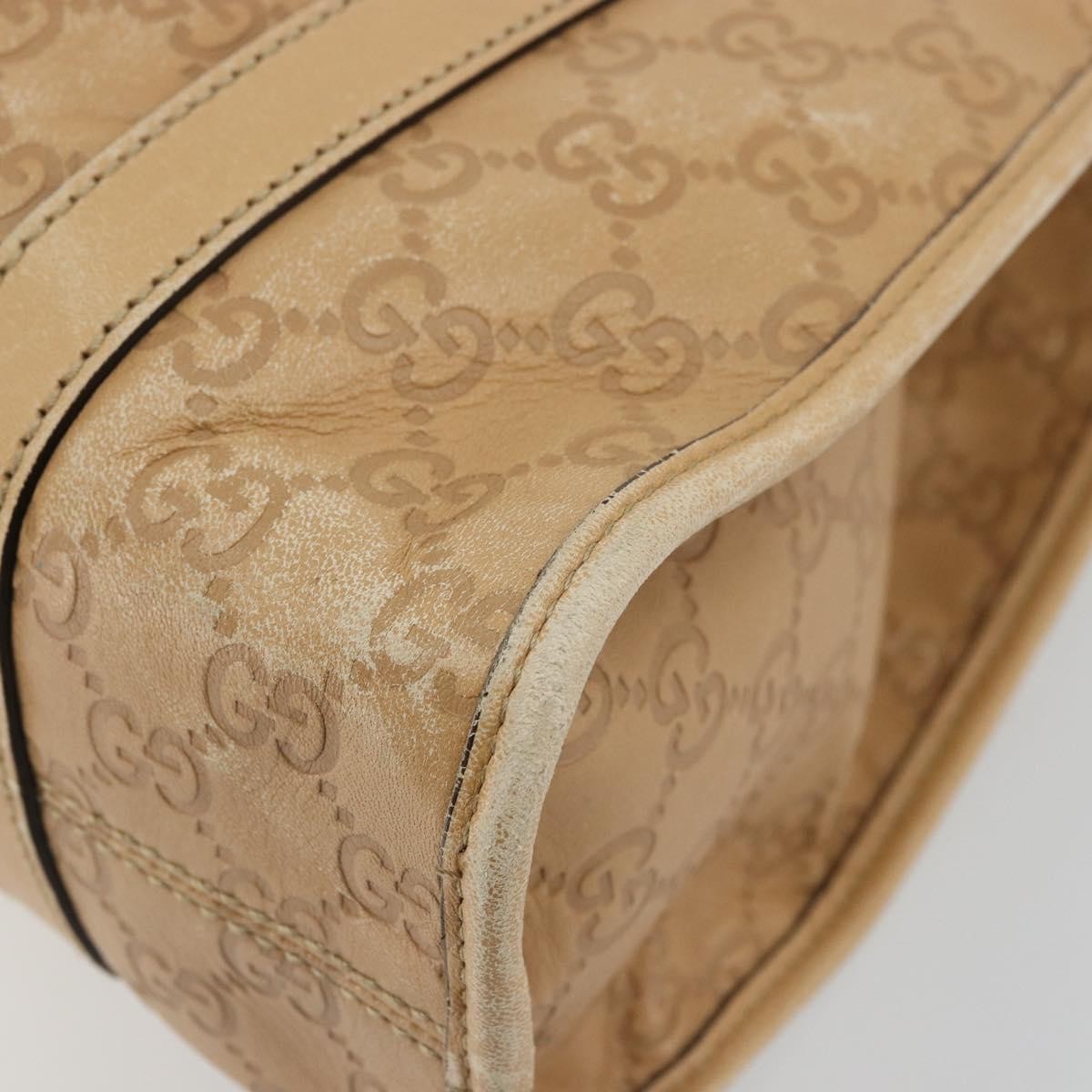 Gucci GUCCI GG Canvas Guccissima Jackie Bag Leather Gold Beige 203494 Authentic ep14099