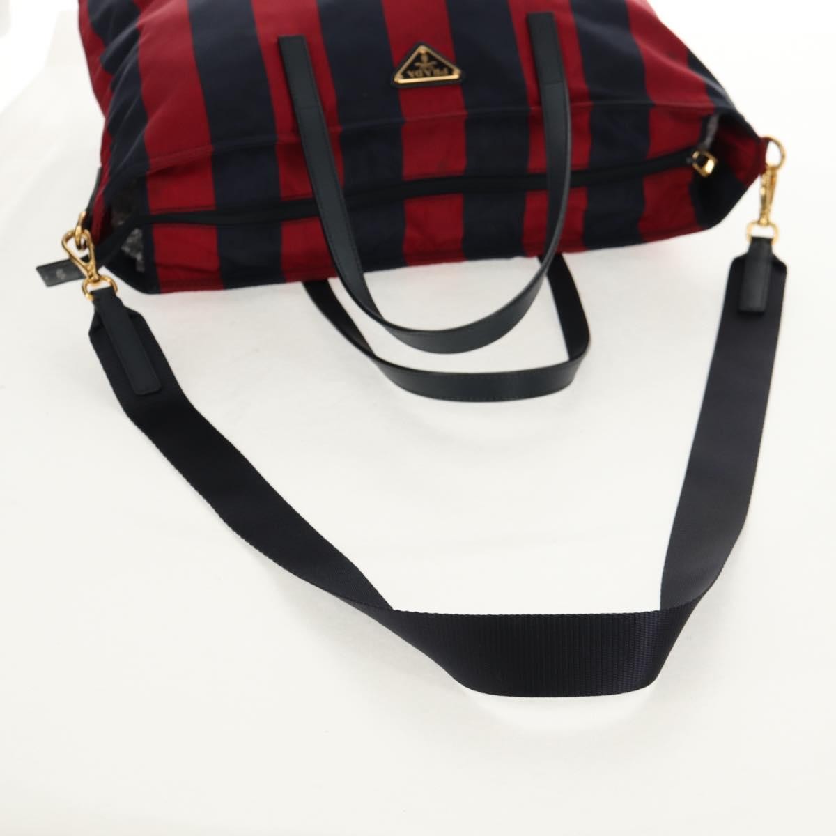 Prada PRADA Tote Bag Nylon 2way Red Navy gold Authentic 158700