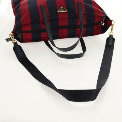 Prada PRADA Tote Bag Nylon 2way Red Navy gold Authentic 158700