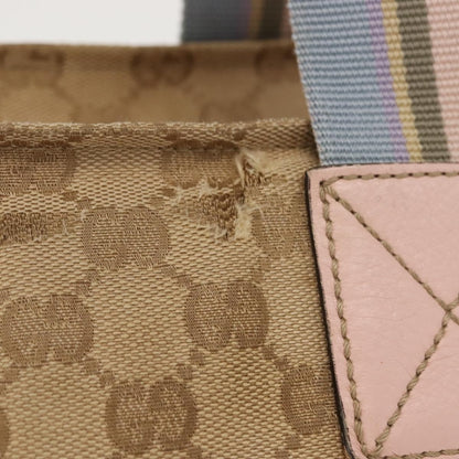 Gucci GUCCI GG Canvas Sherry Line Tote Bag Beige Pink 131230 Authentic 152017