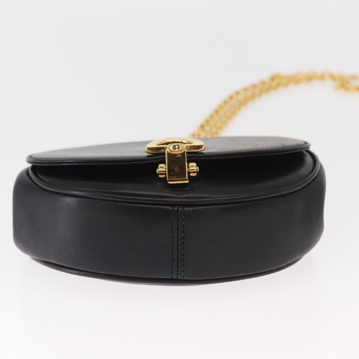 Salvatore Ferragamo Salvatore Ferragamo Chain Gancini Shoulder Bag Leather Black Gold Authentic 161032
