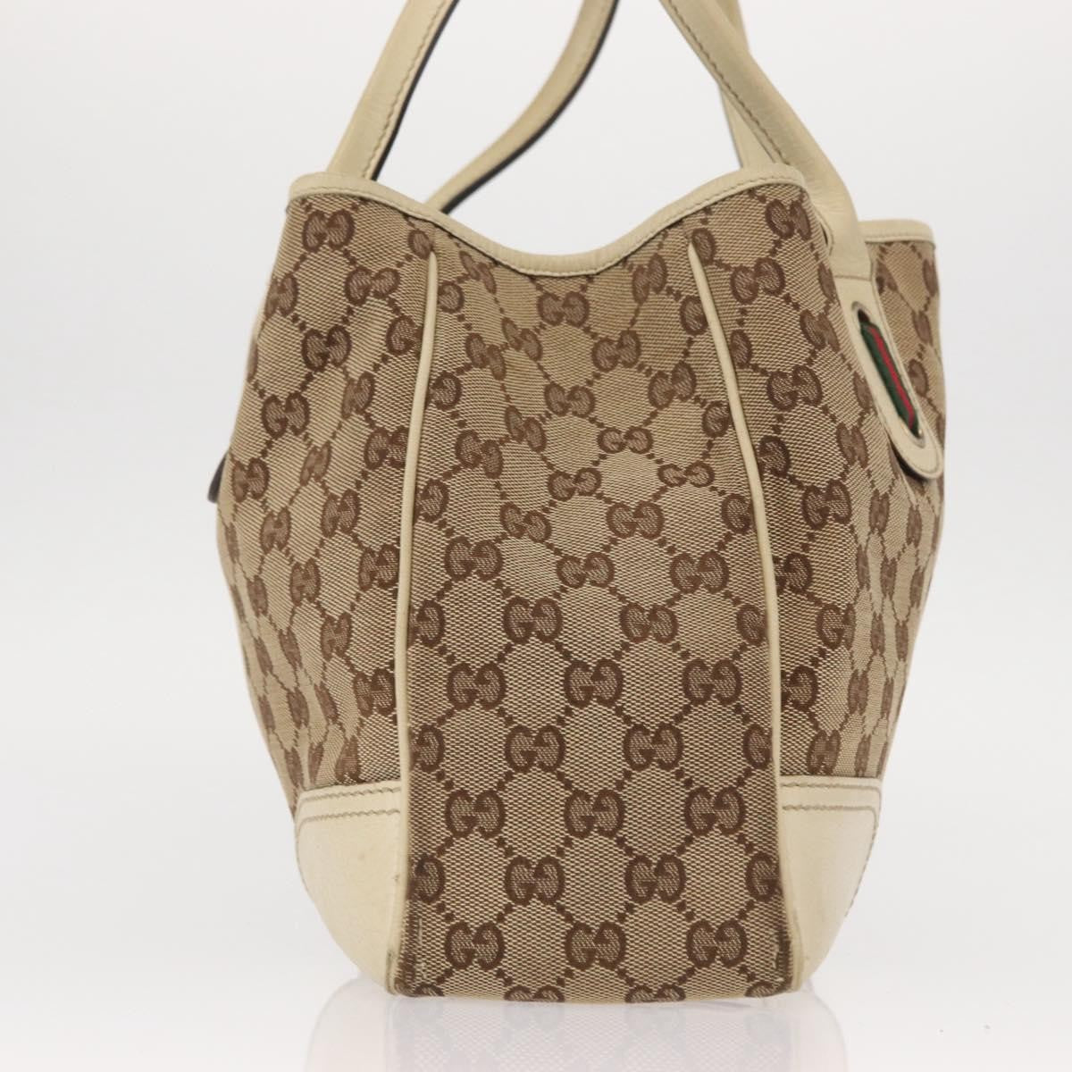Gucci GUCCI GG Canvas Web Sherry Line Pretty Tote Bag Beige Gold 163805 Authentic ka637