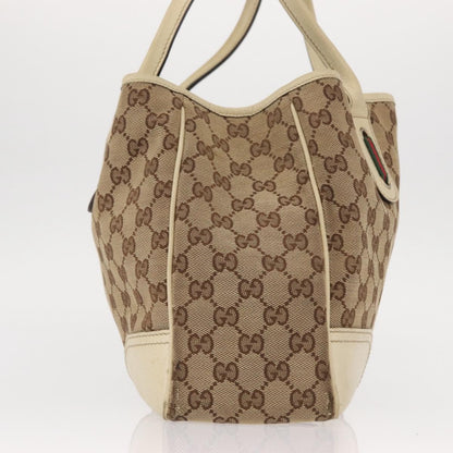 Gucci GUCCI GG Canvas Web Sherry Line Pretty Tote Bag Beige Gold 163805 Authentic ka637