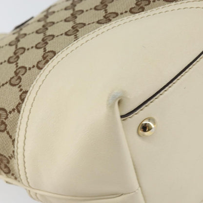 Gucci GUCCI GG Canvas Newbrit Tote Bag Beige Gold 169946 Authentic gh1314