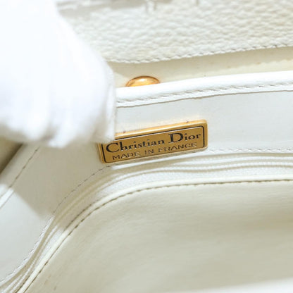 Dior Christian Dior Shoulder Bag Leather White Gold Authentic 176489