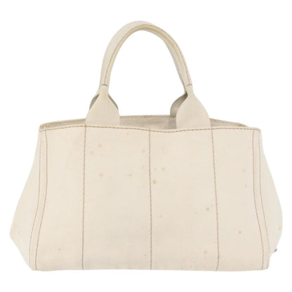 Prada PRADA Canapa MM Hand Bag Denim White Gold Authentic BSZ344