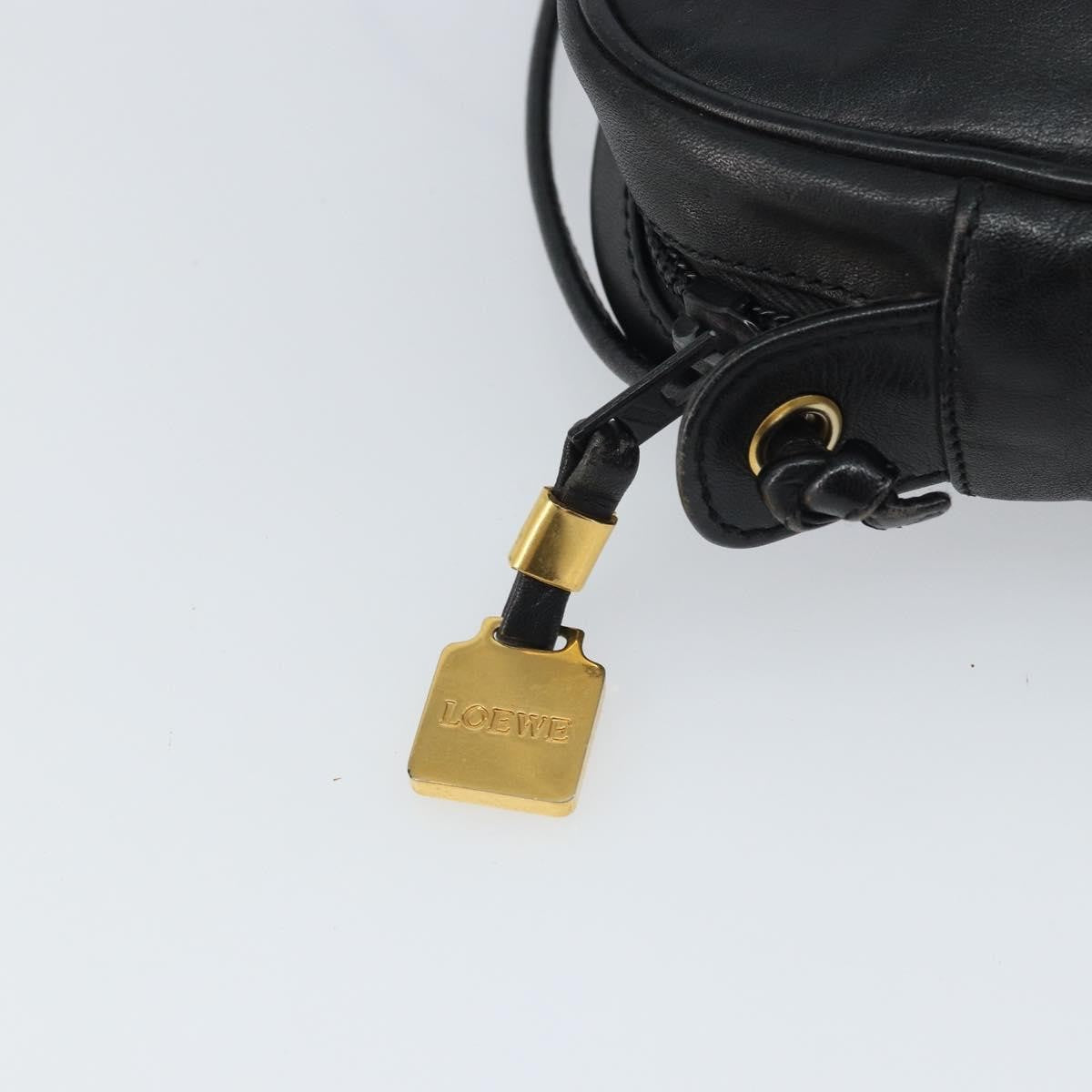 Loewe LOEWE Anagram Shoulder Bag Leather Black Gold Authentic 162165