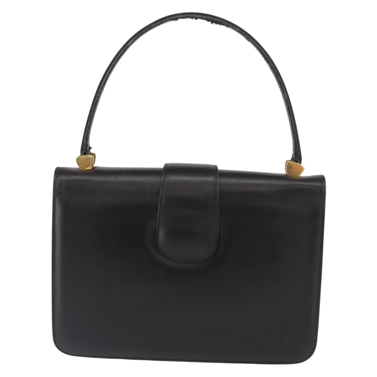 Gucci GUCCI Hand Bag Leather Gold Black Authentic 162764