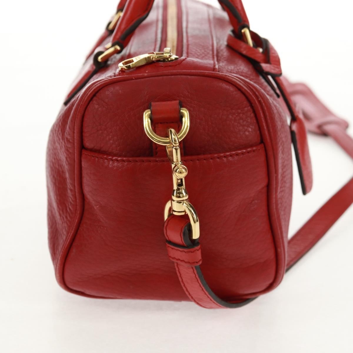 Loewe LOEWE Hand Bag Leather 2way Red Gold Authentic 160175