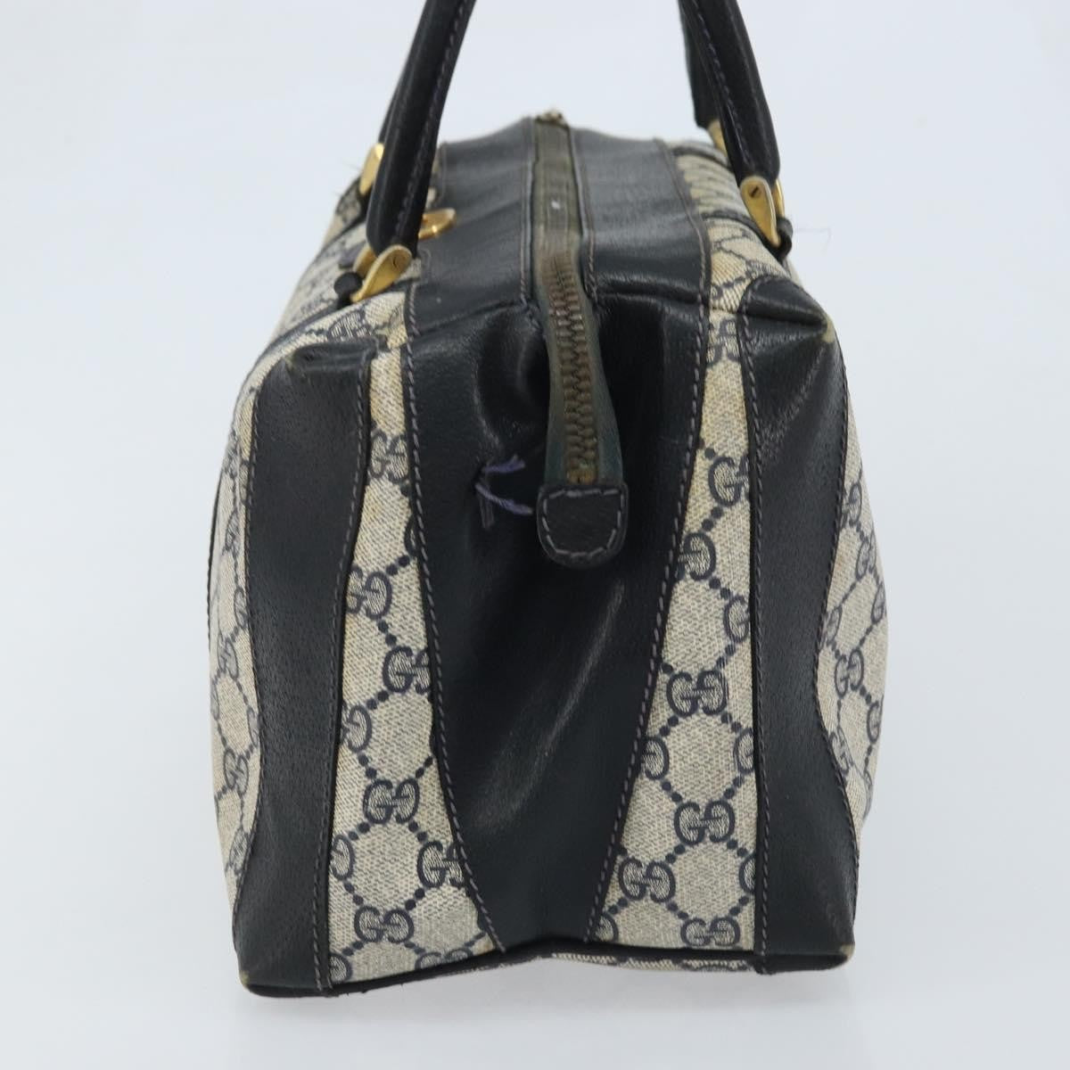 Gucci GUCCI GG Supreme Hand Bag PVC Navy Gold Authentic YKZ165
