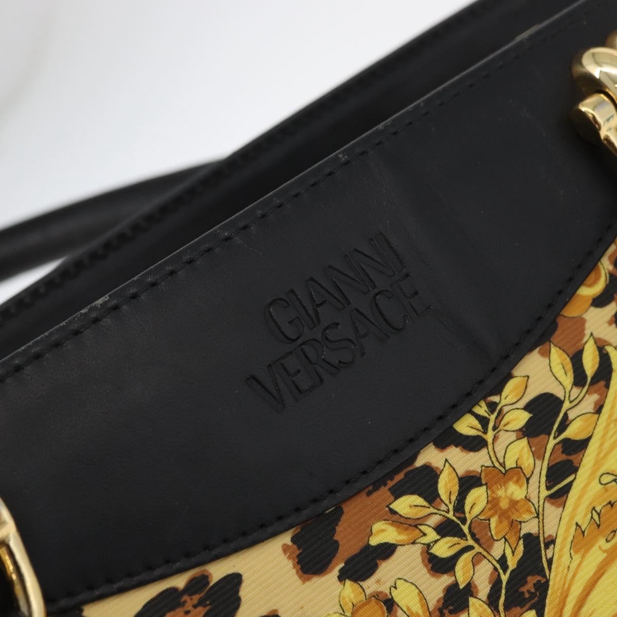 Versace VERSACE Hand Bag PVC Leather Yellow Gold Authentic 177929