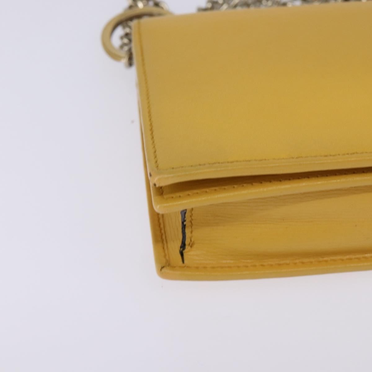 Gucci GUCCI Chain Shoulder Bag Leather Yellow 354697 Authentic 142696