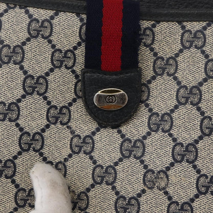Gucci GUCCI GG Supreme Sherry Line Shoulder Bag PVC Navy Gold 904 02 026 Authentic mr2029