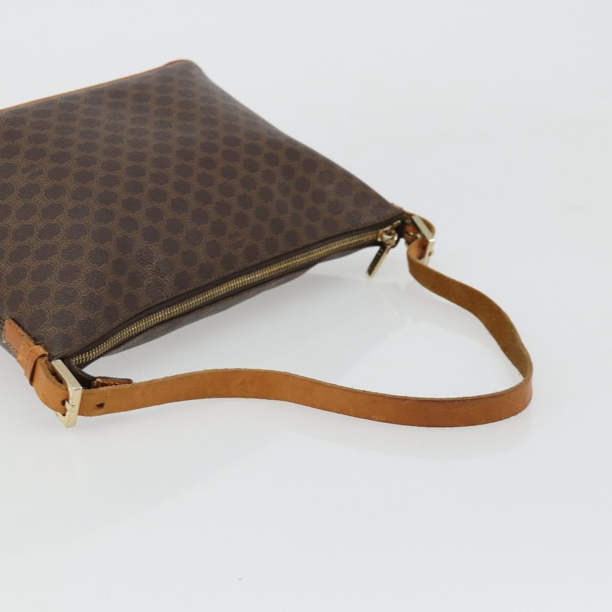 Celine CELINE Macadam Canvas Shoulder Bag PVC Leather Brown Gold Authentic bs34810