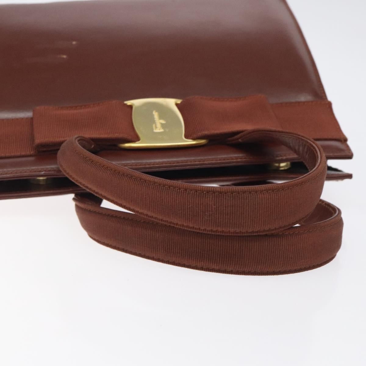 Salvatore Ferragamo Salvatore Ferragamo Hand Bag Leather 2way Brown Gold Authentic hk2487