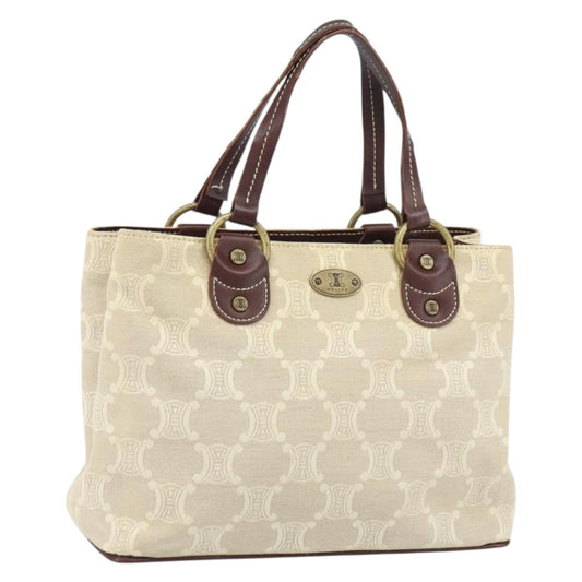 Celine CELINE Macadam Canvas Hand Bag Beige Gold Authentic 168626