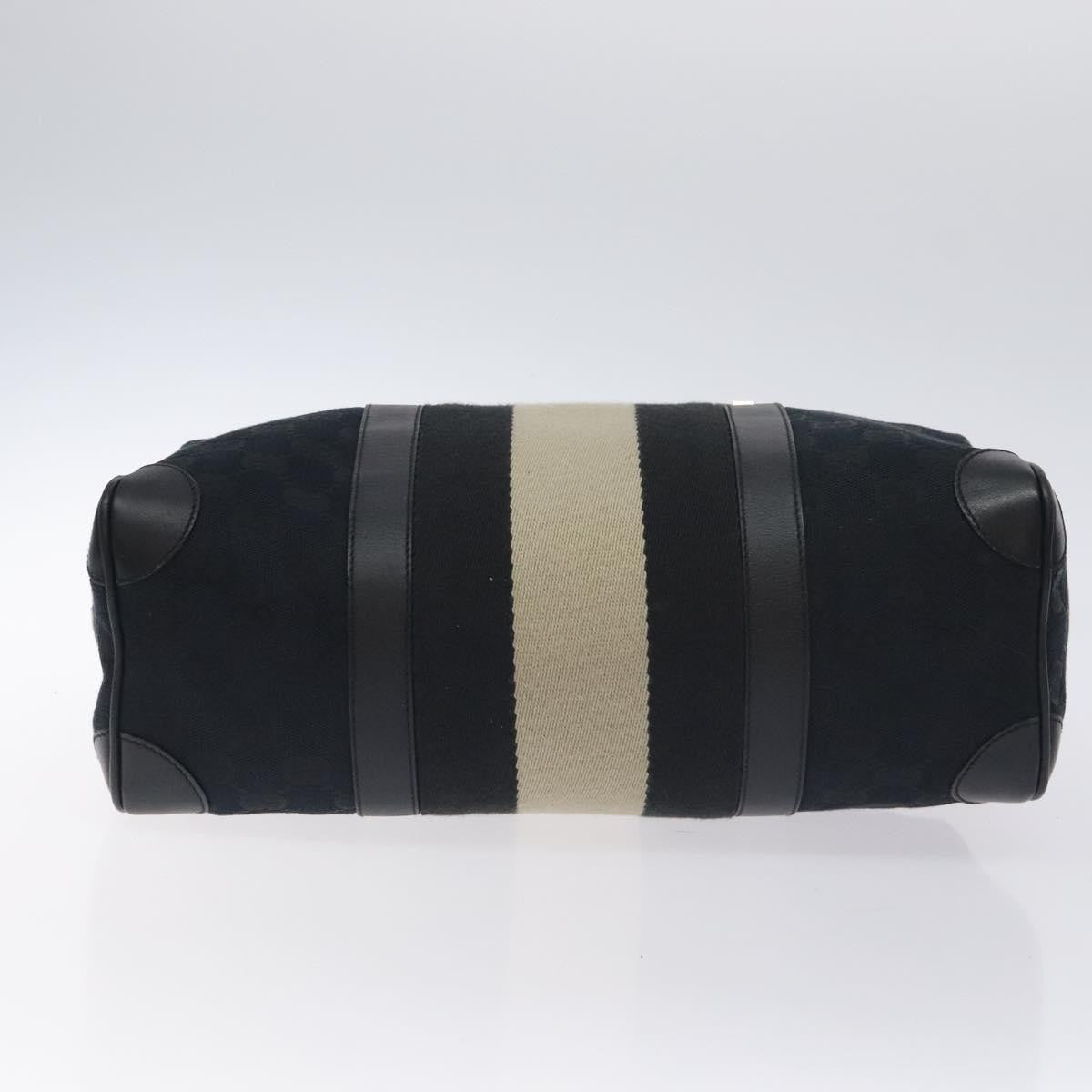 Gucci GUCCI GG Canvas Sherry Line Hand Bag Black Silver 000 0851 00221 Authentic am8716