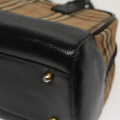 Burberry BURBERRY Nova Check Tote Bag Canvas Leather Beige Black Authentic 100692