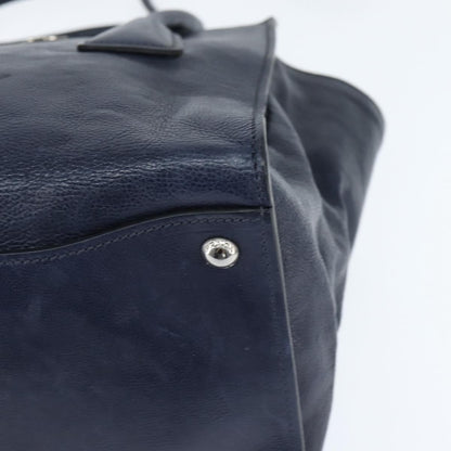 Prada PRADA Hand Bag Leather 2way Navy Gold Authentic BA7315
