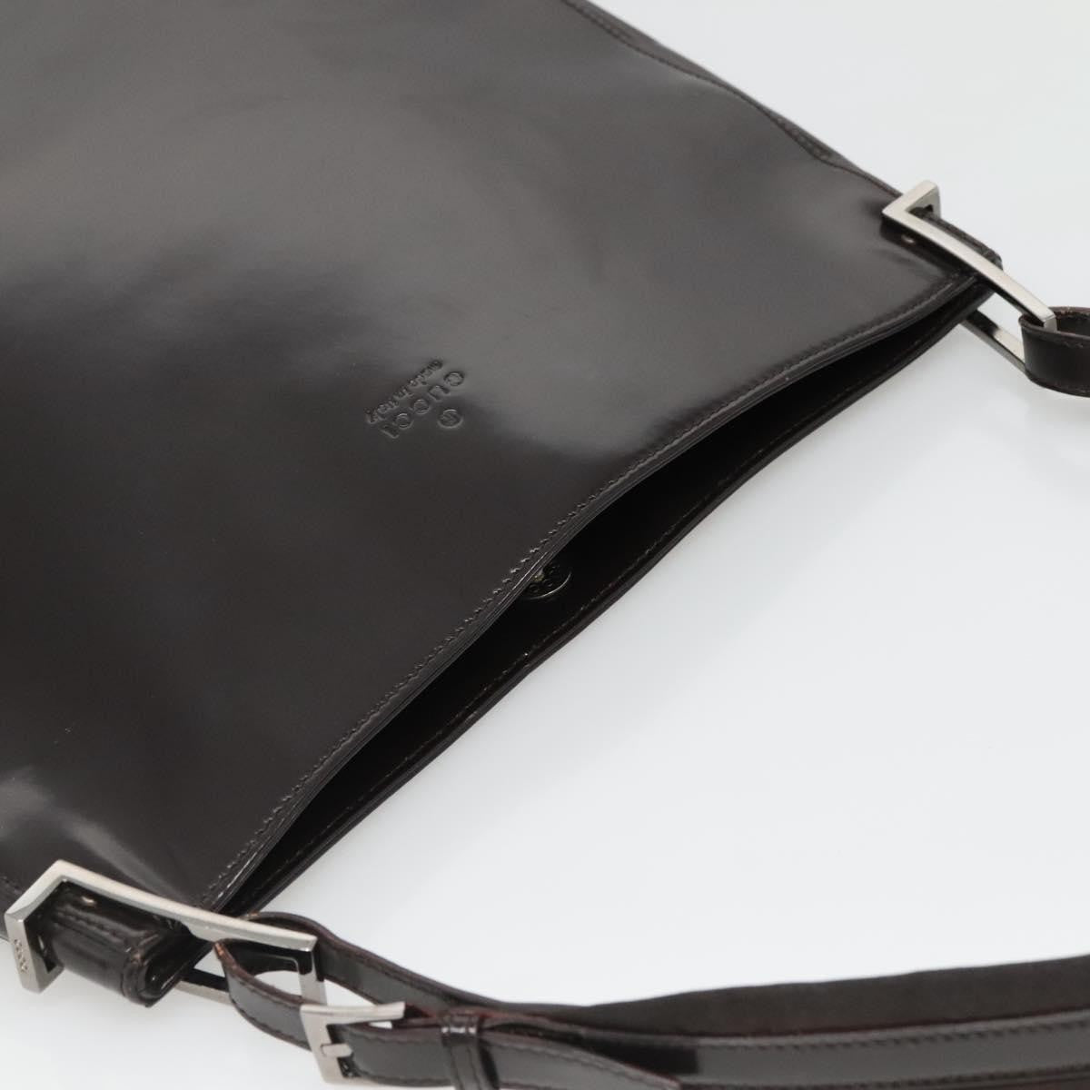 Gucci GUCCI Shoulder Bag Patent leather Brown Silver 001 3166 Authentic ep8849