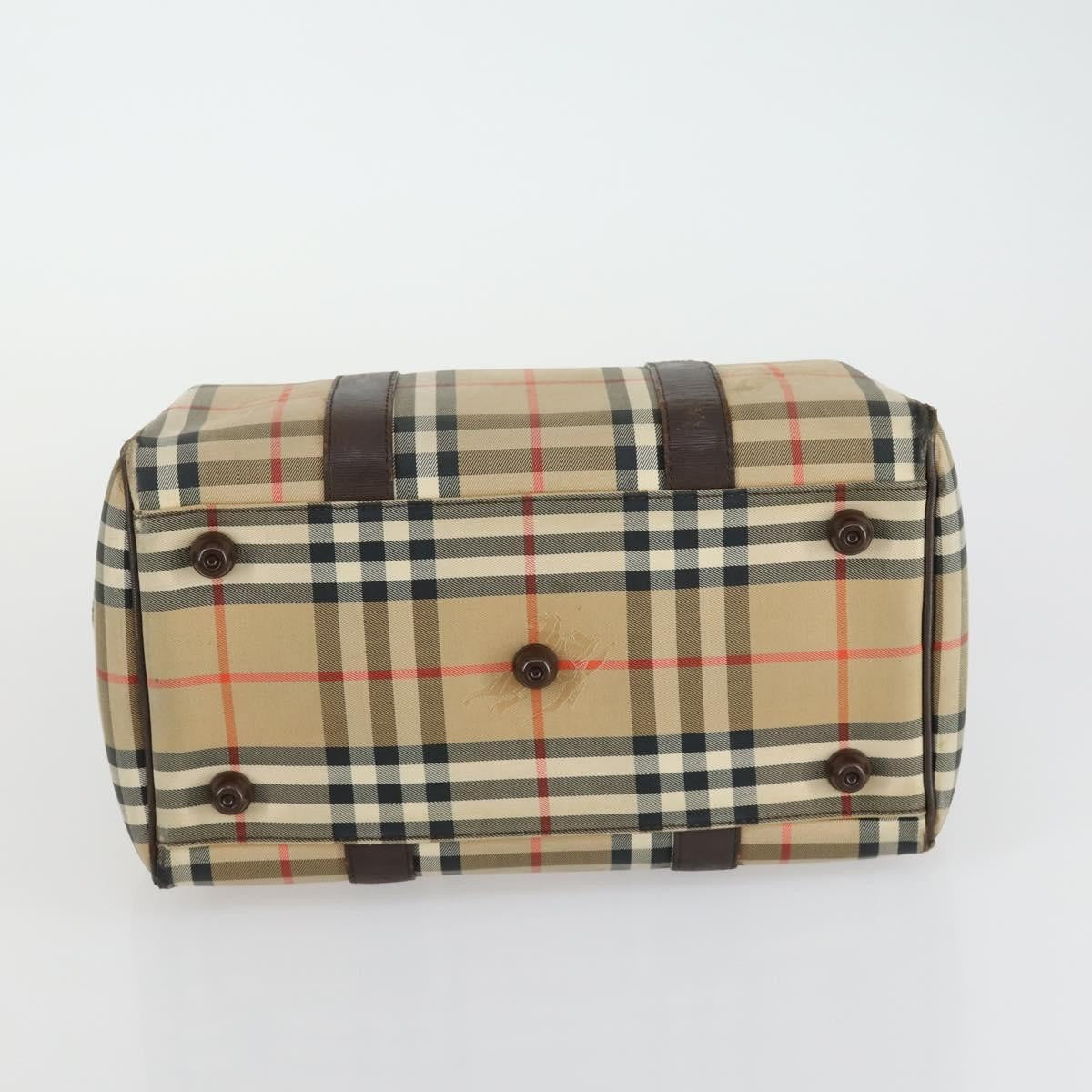 Burberry BURBERRY Nova Check Boston Bag Canvas Leather 2 Set Beige Authentic bs31977