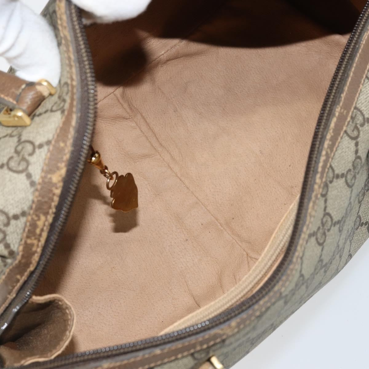 Gucci GUCCI GG Supreme Hand Bag PVC Beige Gold Authentic 173885