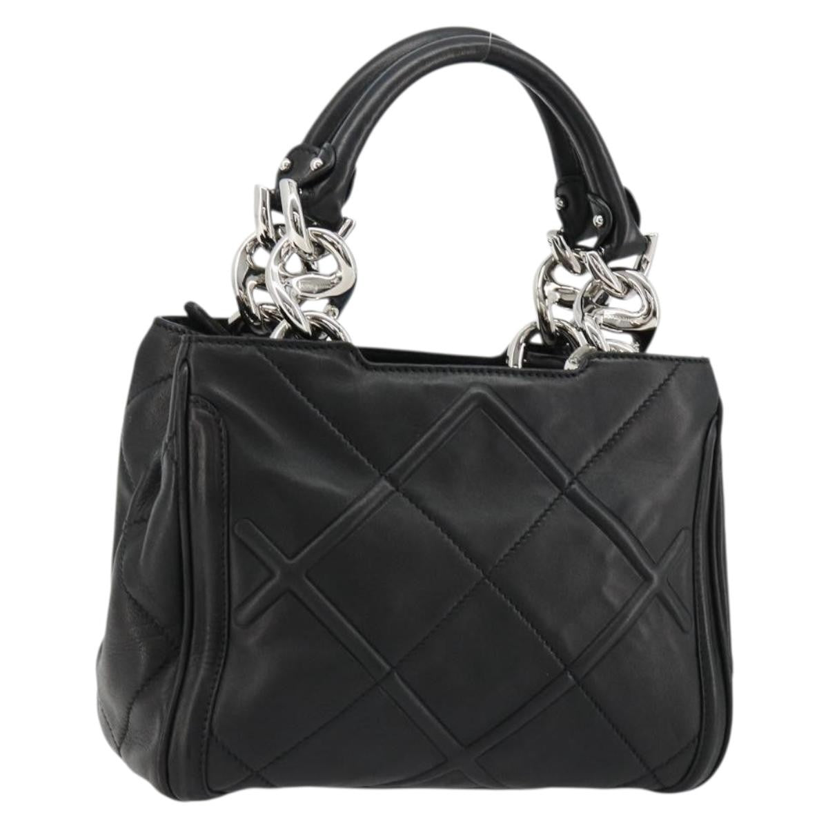 Salvatore Ferragamo Salvatore Ferragamo Hand Bag Leather Black Silver Authentic 178908A