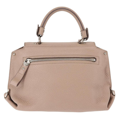 Salvatore Ferragamo Salvatore Ferragamo Gancini Sophia Hand Bag Leather Beige Silver Authentic 145498