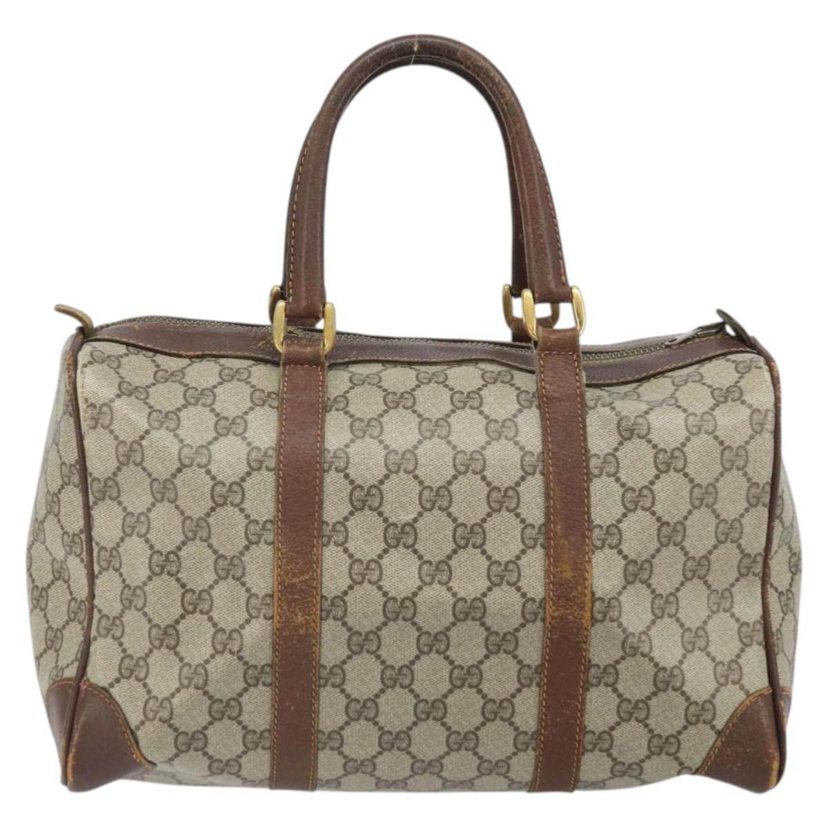 Gucci GUCCI GG Supreme Hand Bag PVC Beige Gold Authentic ka2314