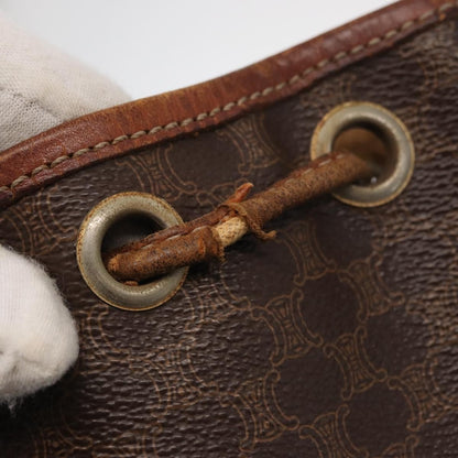 Celine CELINE Macadam Canvas Shoulder Bag PVC Leather Brown Gold Authentic 162040