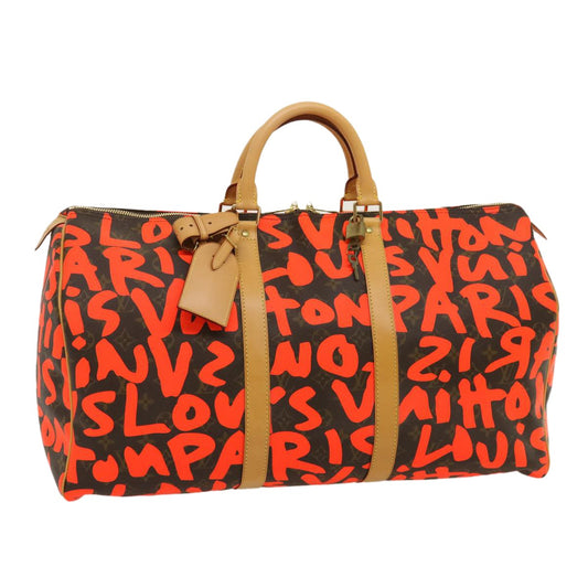 Louis Vuitton LOUIS VUITTON Monogram Graffiti Keepall 50 Boston Bag Orange M93699 Authentic 29908SV