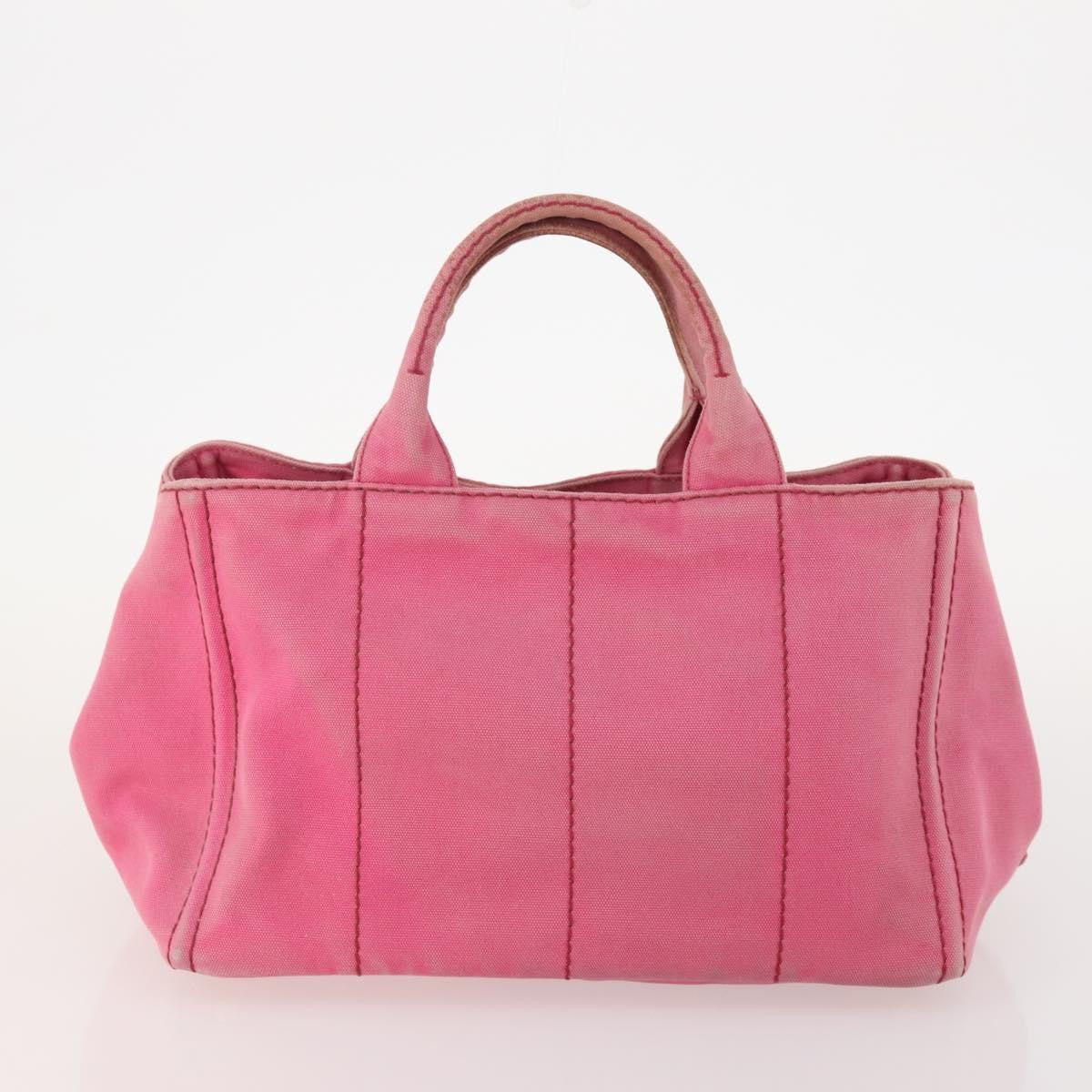 Prada PRADA Canapa Hand Bag Canvas 2 Set Pink Beige Authentic 174968