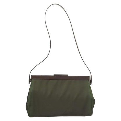 Prada PRADA Shoulder Bag Nylon Khaki Silver Authentic 123373