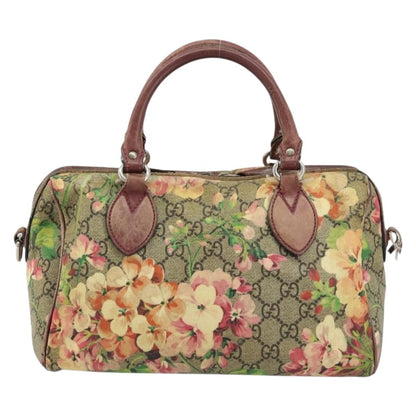 Gucci GUCCI GG Supreme Boston Bag PVC Beige Silver 409529 Authentic ep14278